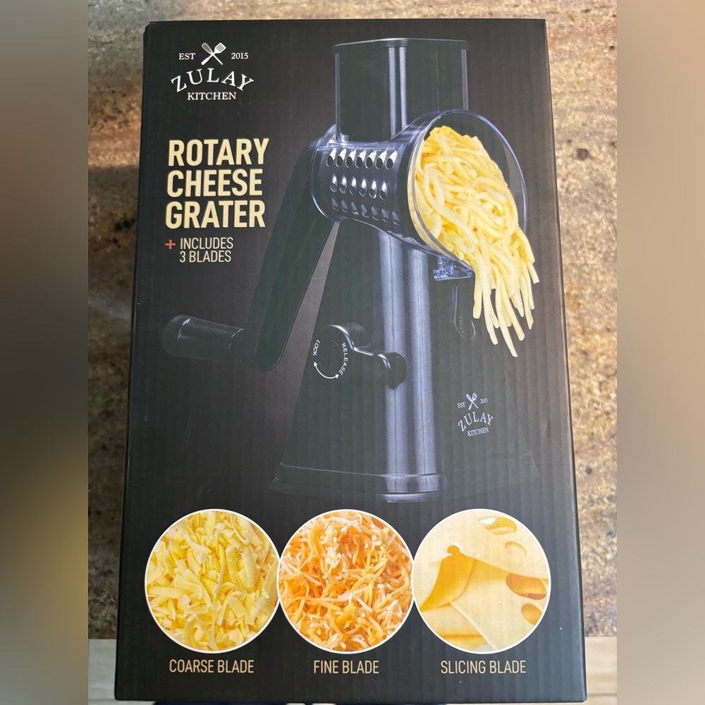 Black Vertical Rotary Cheese Grater with Hand Crank